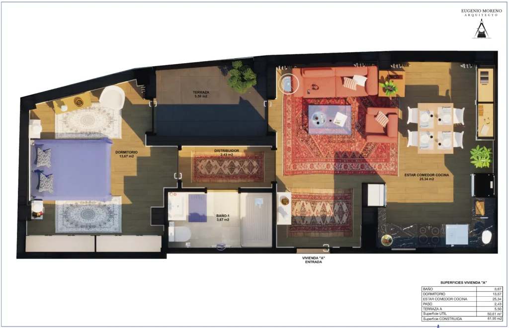 Cambio de Uso de Local a Viviendas:
-Plano de Vivienda "A"