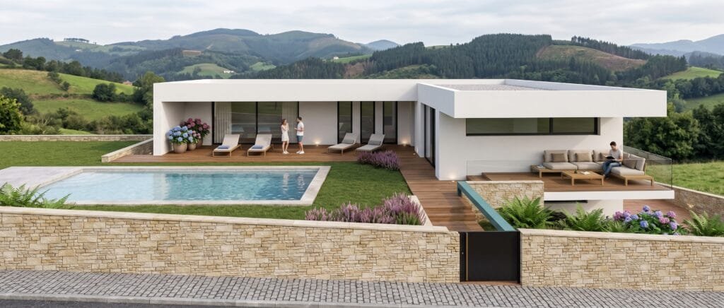 Proyecto de vivienda unifamiliar en Gorliz con piscina y jardín – Eugenio Moreno Arquitecto