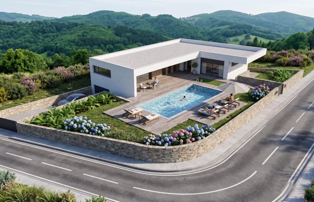 Proyecto de vivienda unifamiliar en Gorliz con piscina y jardín – Eugenio Moreno Arquitecto
