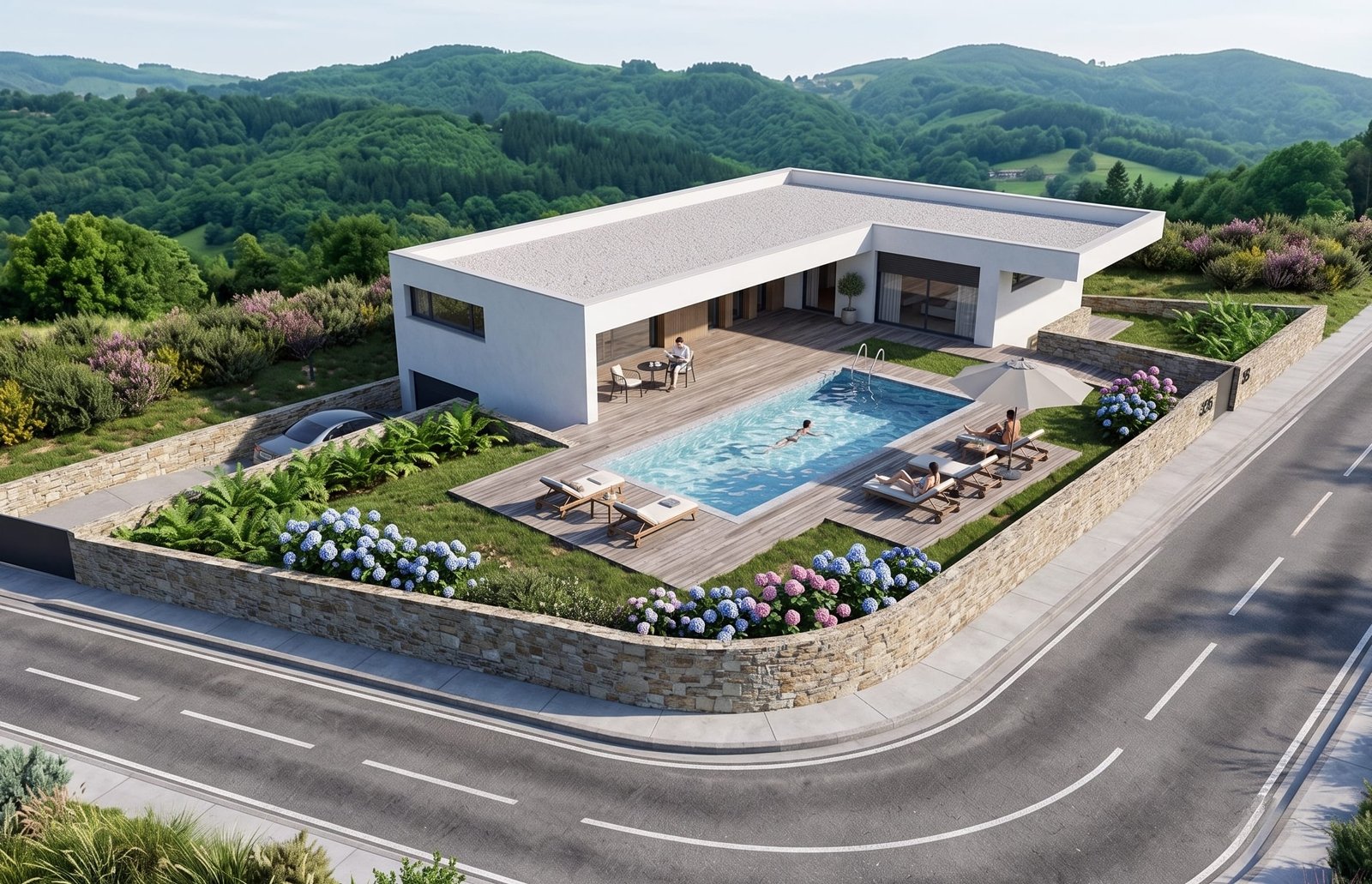 Proyecto de vivienda unifamiliar en Gorliz con piscina y jardín – Eugenio Moreno Arquitecto